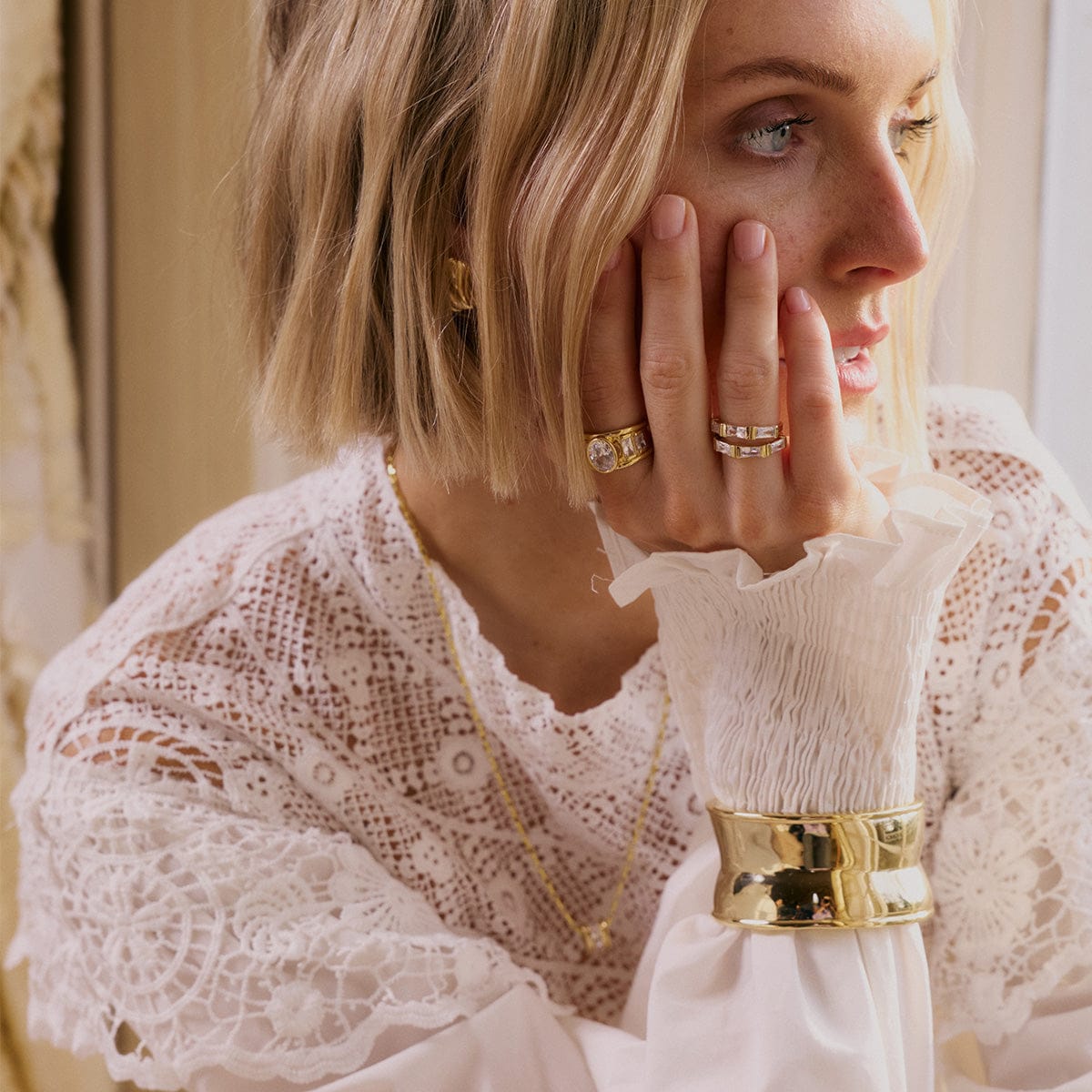 Polly Cuff Bangle 18ct Gold Plate