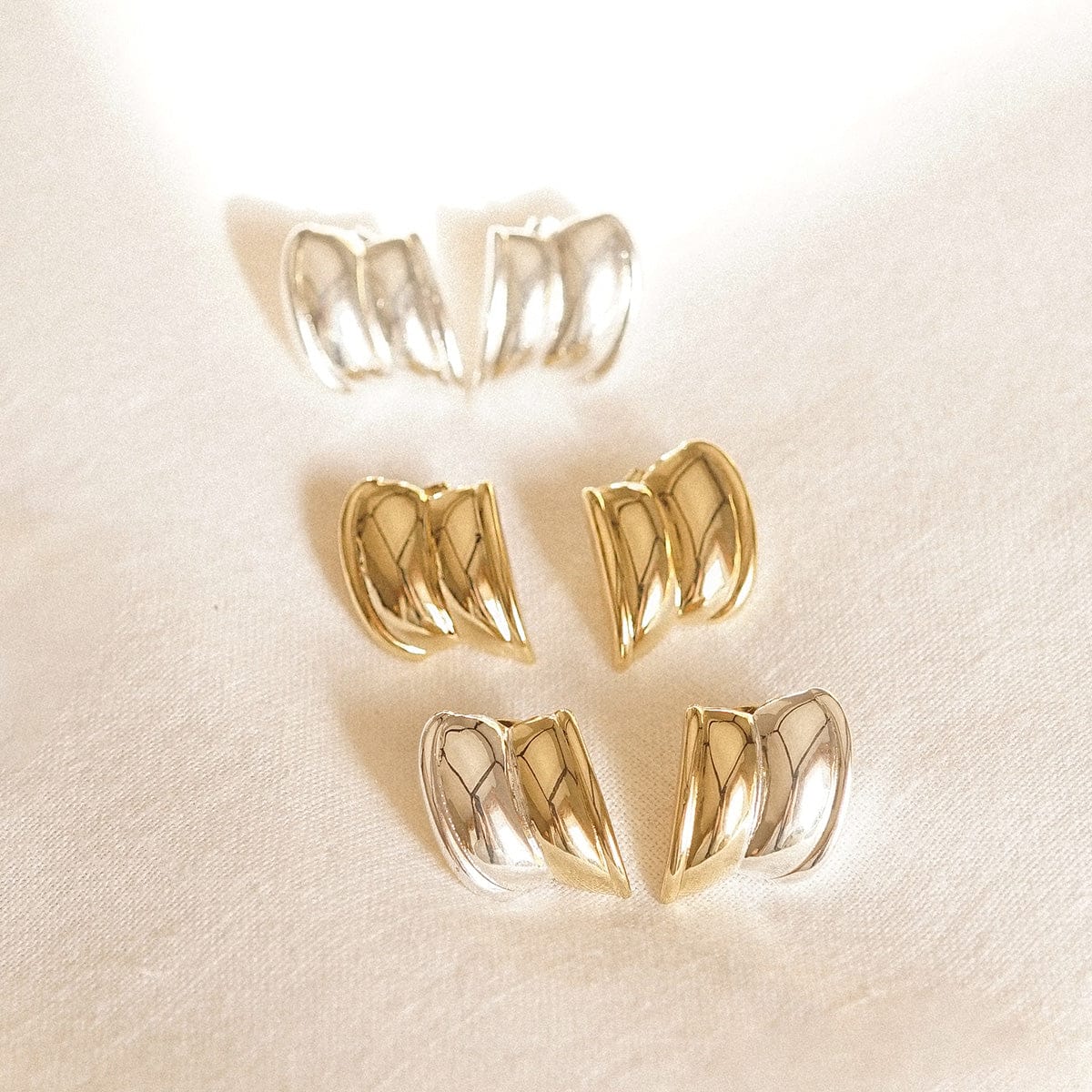 Polly Cuff Stud Earrings 18ct Gold Plate