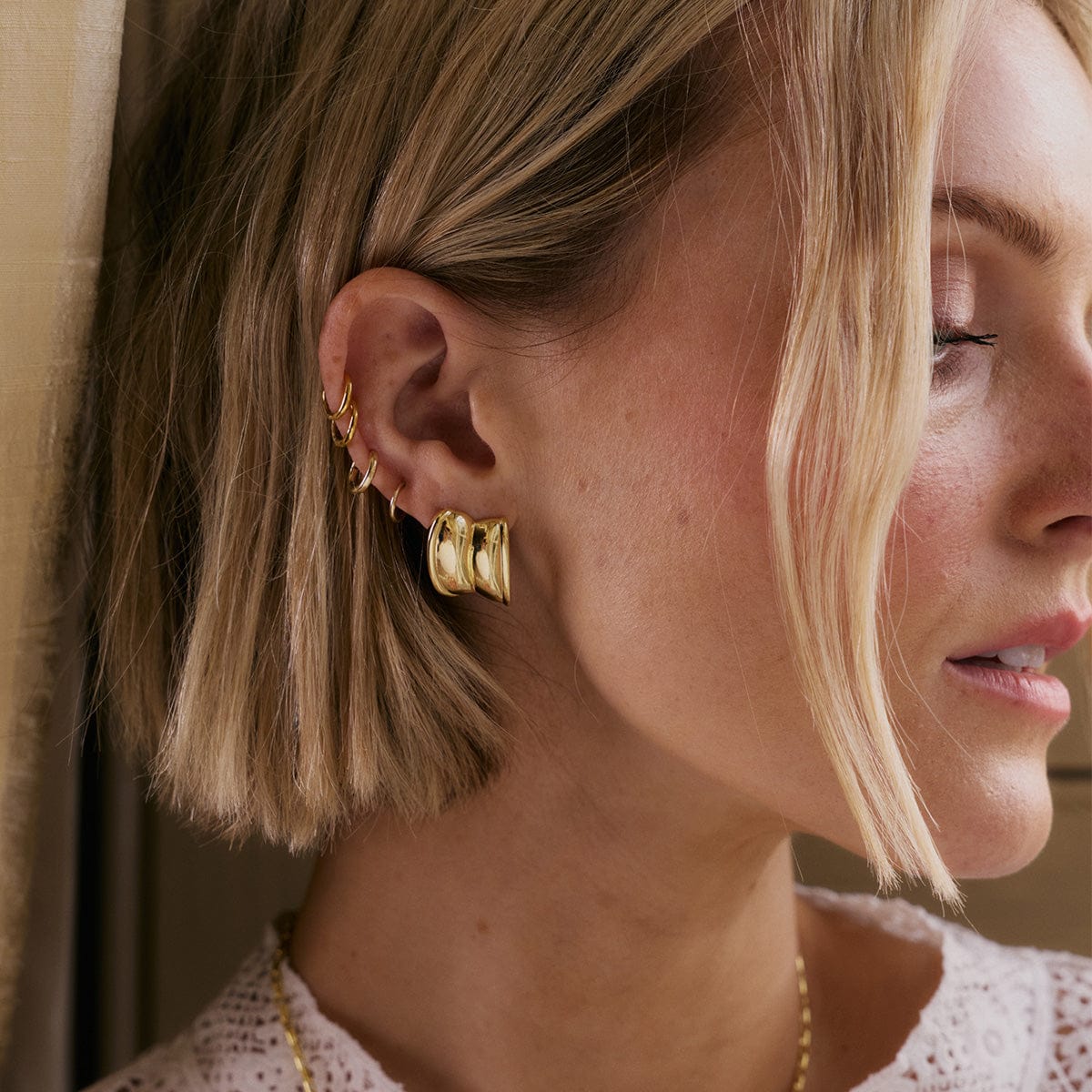 Polly Cuff Stud Earrings 18ct Gold Plate