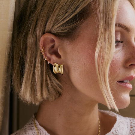 Polly Cuff Stud Earrings 18ct Gold Plate recommended