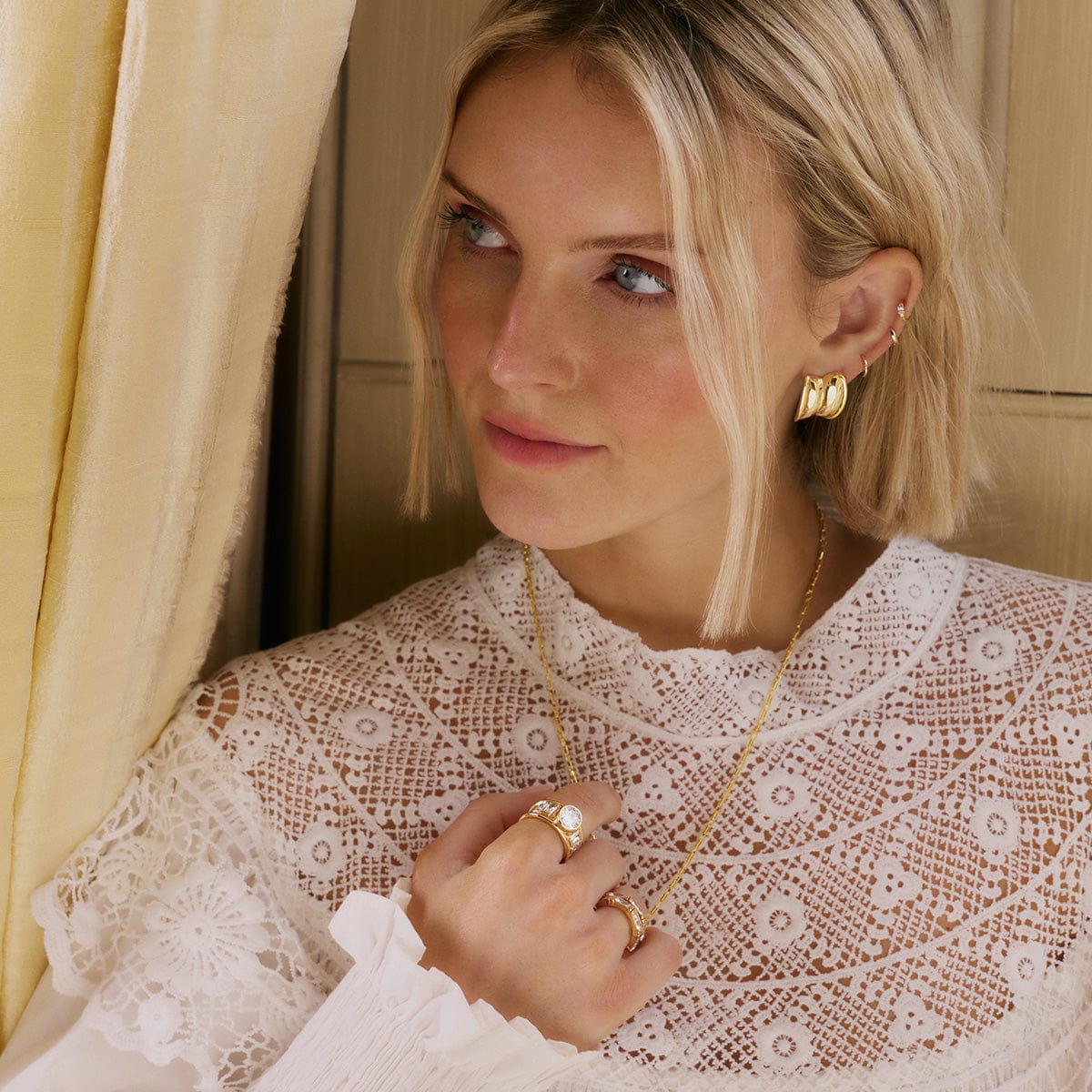 Polly Cuff Stud Earrings 18ct Gold Plate