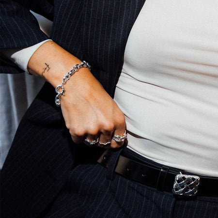 Polly Lock Chain Bracelet Silver Plate recommended