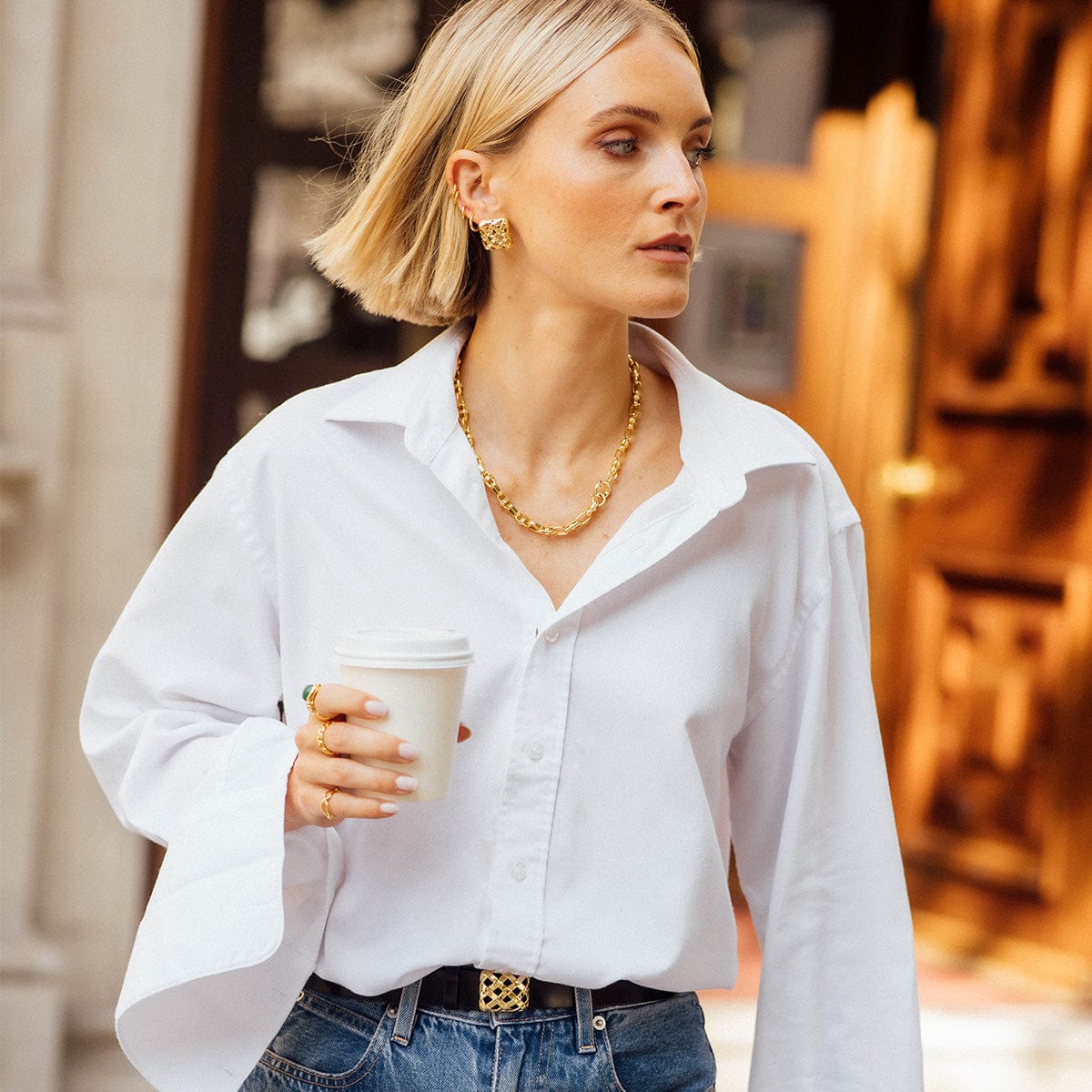 Polly Lock Chain Necklace 18ct Gold Plate