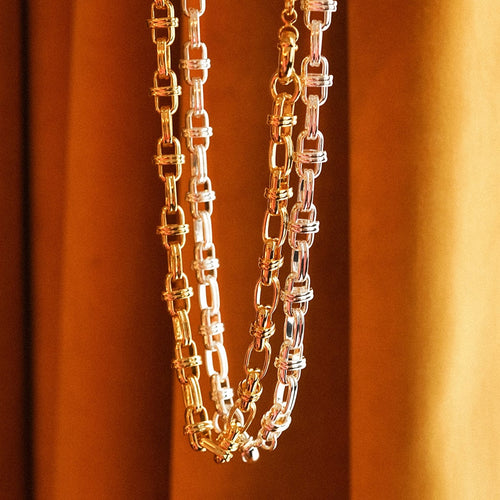 Polly Lock Chain Necklace Silver Plate