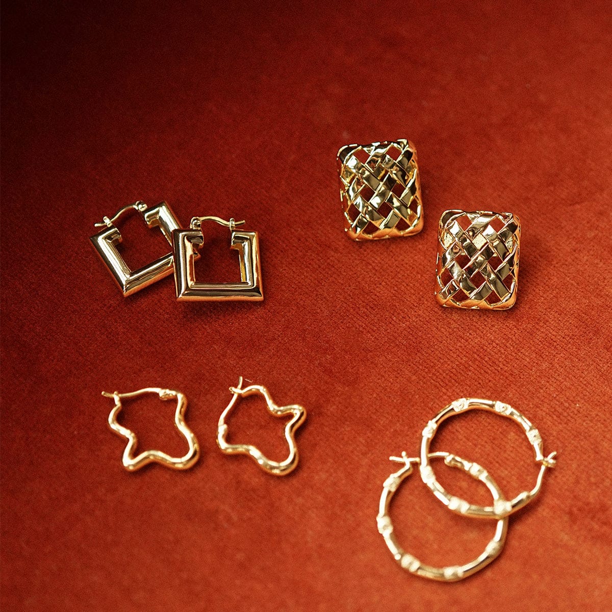 Polly Mini Chubby Square Hoop Earrings 18ct Gold Plate