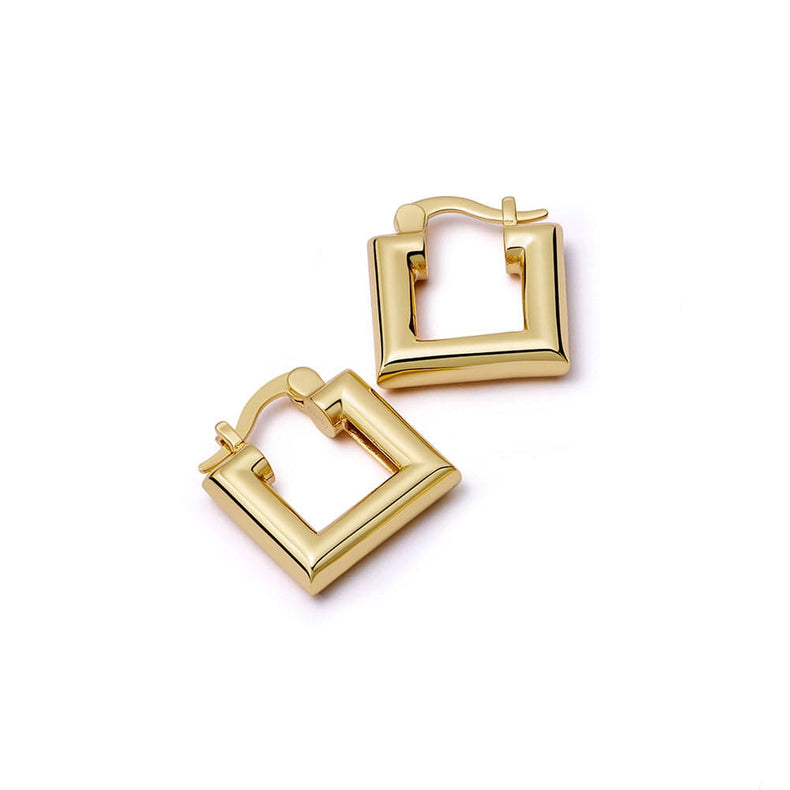 Polly Mini Chubby Square Hoop Earrings 18ct Gold Plate recommended