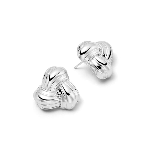 Polly Knot Stud Earrings Silver Plate