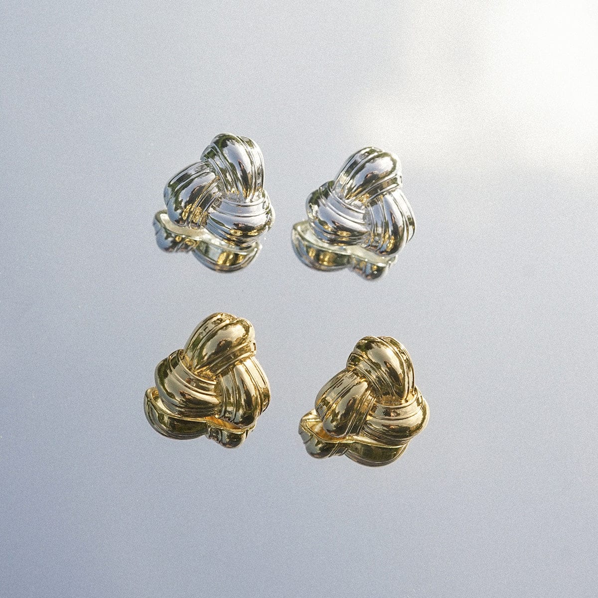 Polly Knot Stud Earrings Silver Plate