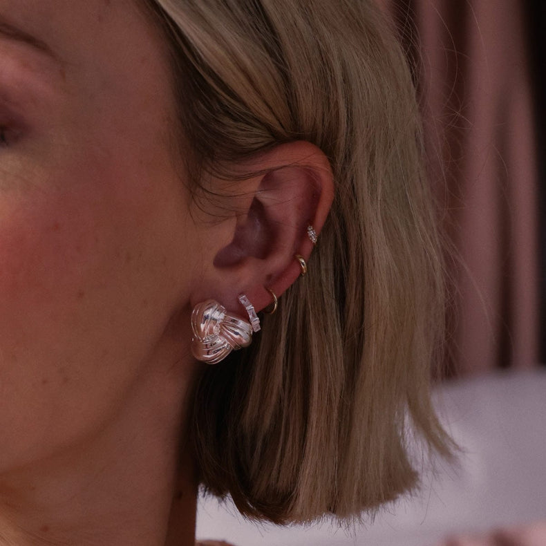 Polly Knot Stud Earrings Silver Plate