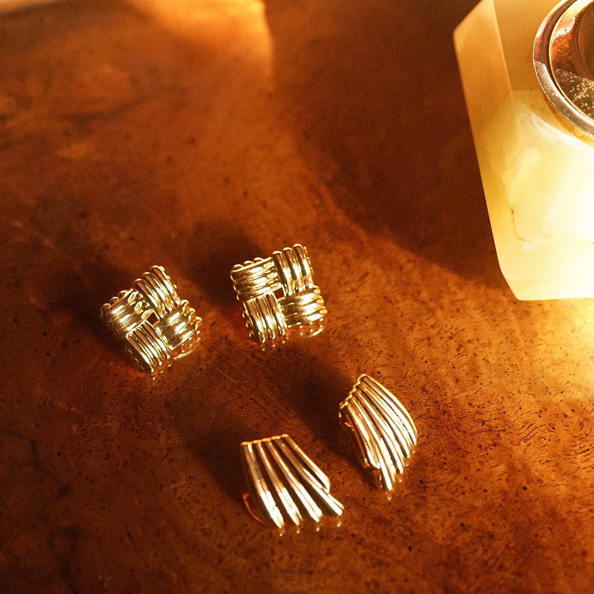 Polly Mini Lattice Stud Earrings 18ct Gold Plate