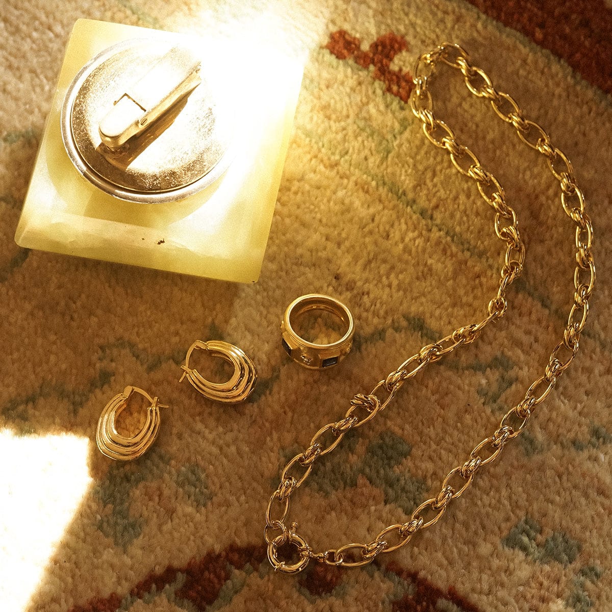 Polly Mini Ridge Hoop Earrings 18ct Gold Plate