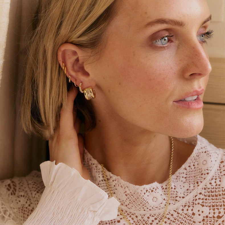 Polly Crystal Mini Hoop Earrings 18ct Gold Plate