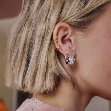 Polly Crystal Mini Hoop Earrings Silver Plate recommended