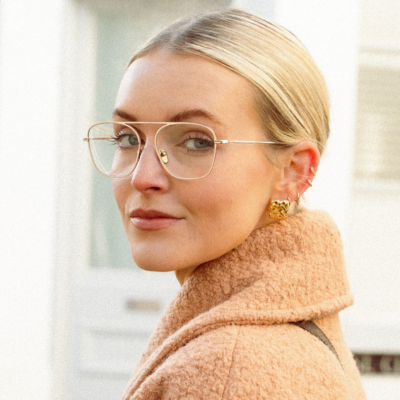 Polly Mini Woven Square Stud Earrings 18ct Gold Plate