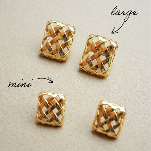 Polly Mini Woven Square Stud Earrings 18ct Gold Plate