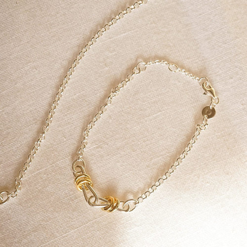 Polly Knot Lightweight Chain Bracelet Silver Plate