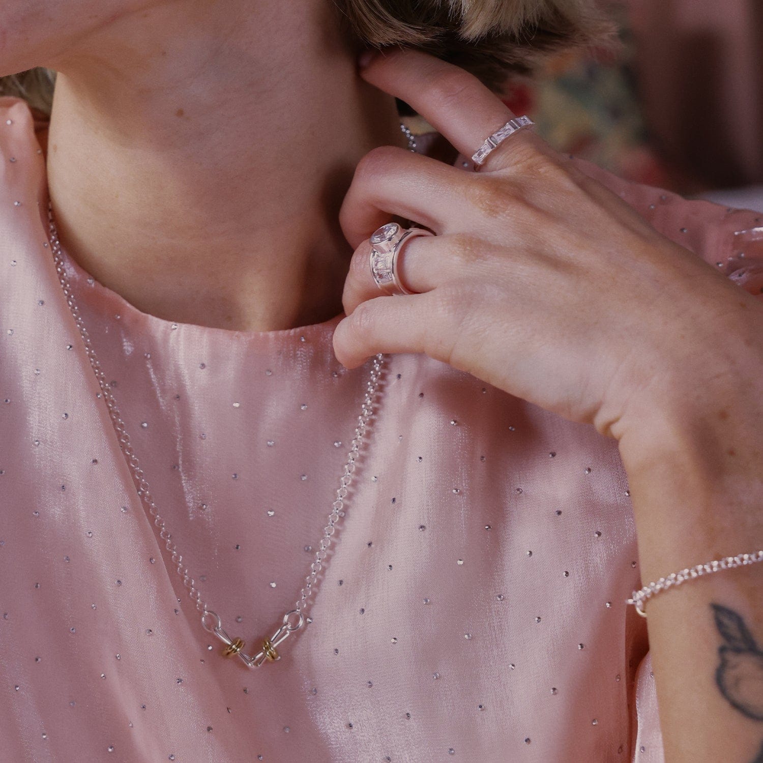 Polly Knot Lightweight Chain Necklace Silver Plate