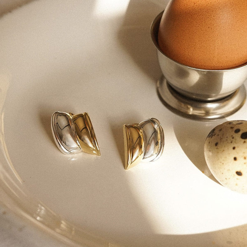 Polly Cuff Mixed Metal Stud Earrings 18ct Gold Plate