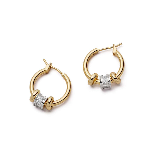 Polly Newman Crystal Bead Hoop Earrings 18ct Gold Plate