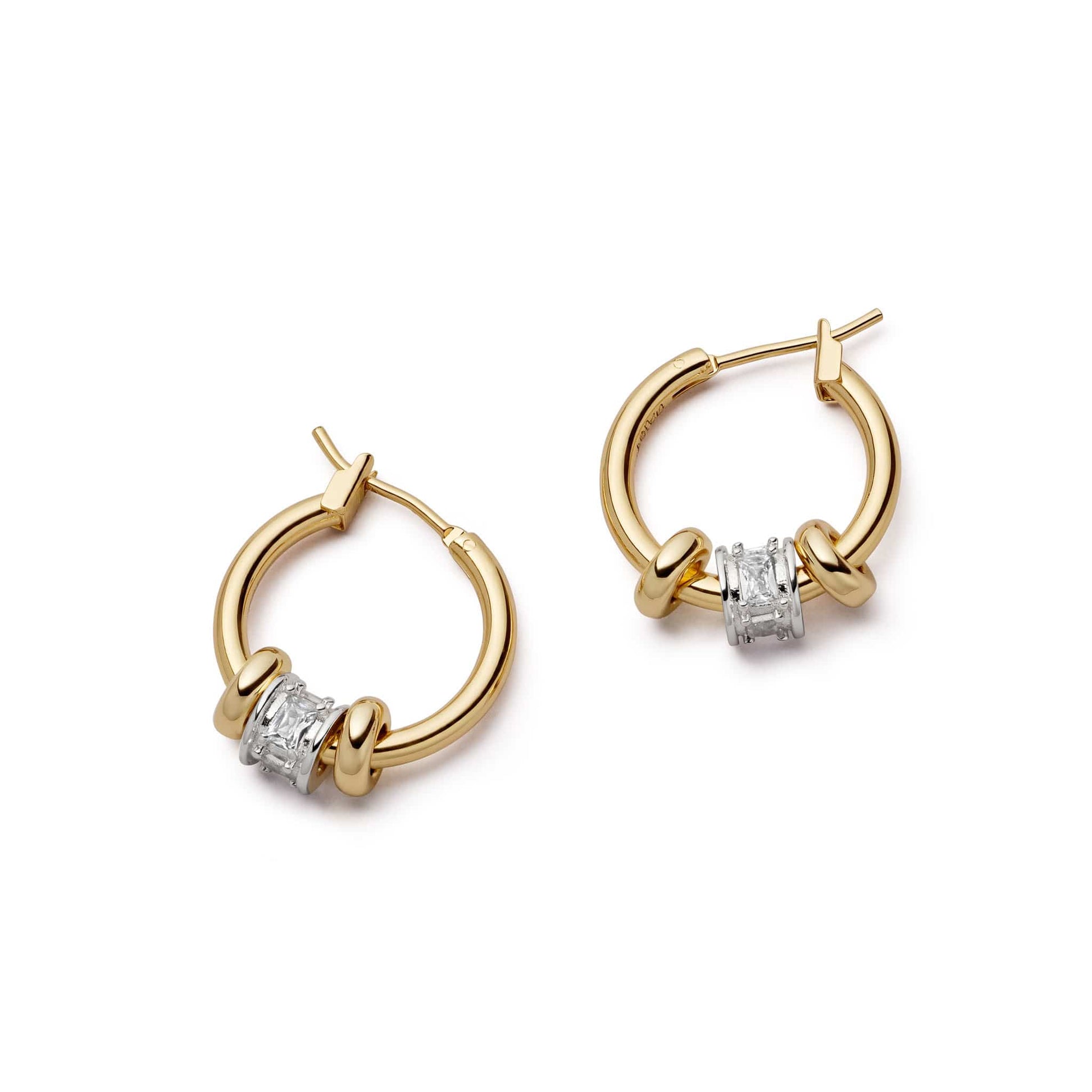 Polly Newman Crystal Bead Hoop Earrings 18ct Gold Plate