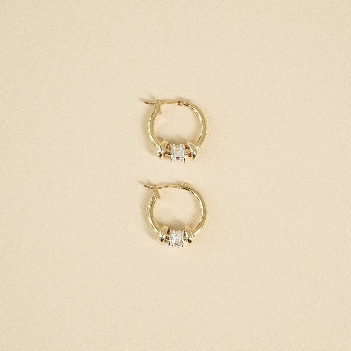 Polly Newman Crystal Bead Hoop Earrings 18ct Gold Plate