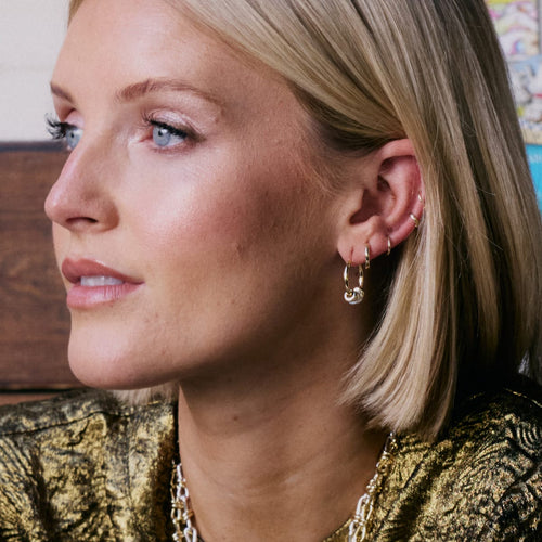 Polly Newman Crystal Bead Hoop Earrings 18ct Gold Plate