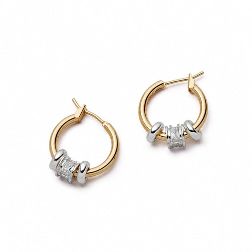 Polly Newman Crystal Bead Hoop Earrings 18ct Gold Plate