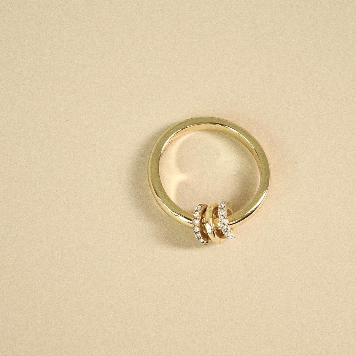 Polly Newman Crystal Spinning Ring 18ct Gold Plate