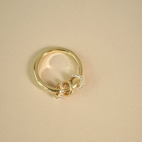 Polly Newman Crystal Spinning Ring 18ct Gold Plate