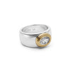 Polly Newman Mixed Metal Crystal Bold Ring Silver Plate