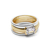 Polly Newman Mixed Metal Crystal Ring Stack 18ct Gold Plate