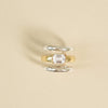 Polly Newman Mixed Metal Crystal Ring Stack 18ct Gold Plate