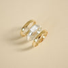 Polly Newman Mixed Metal Crystal Ring Stack Silver Plate