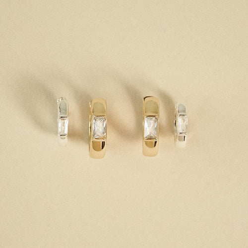 Polly Newman Mixed Metal Huggie Earring Stack 18ct Gold Plate