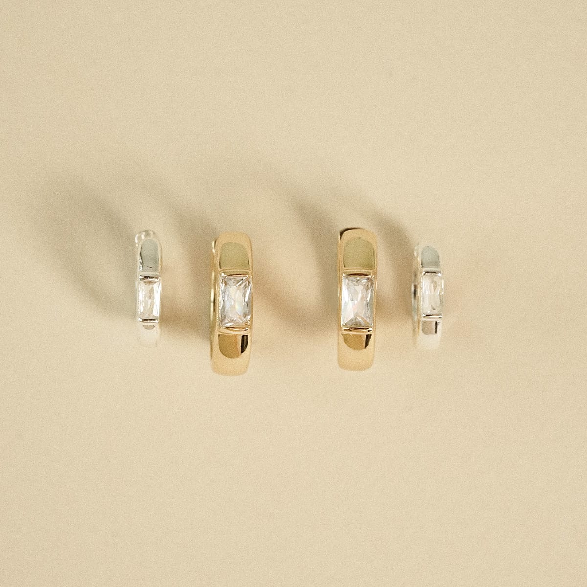 Polly Newman Mixed Metal Huggie Earring Stack 18ct Gold Plate
