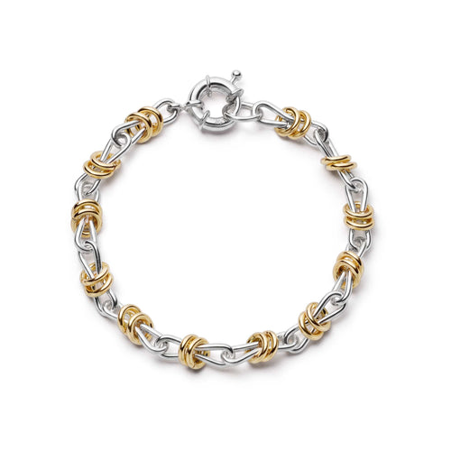 Polly Newman Mixed Metal Knot Chain Bracelet Silver Plate