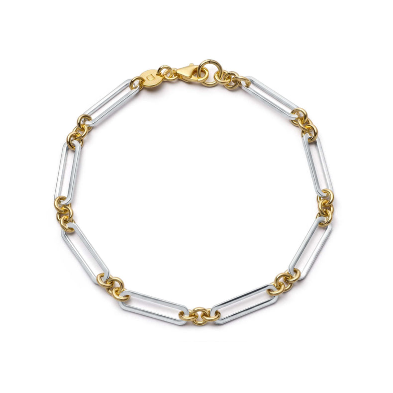 Polly Newman Mixed Metal Paperclip Chain Bracelet Silver Plate recommended