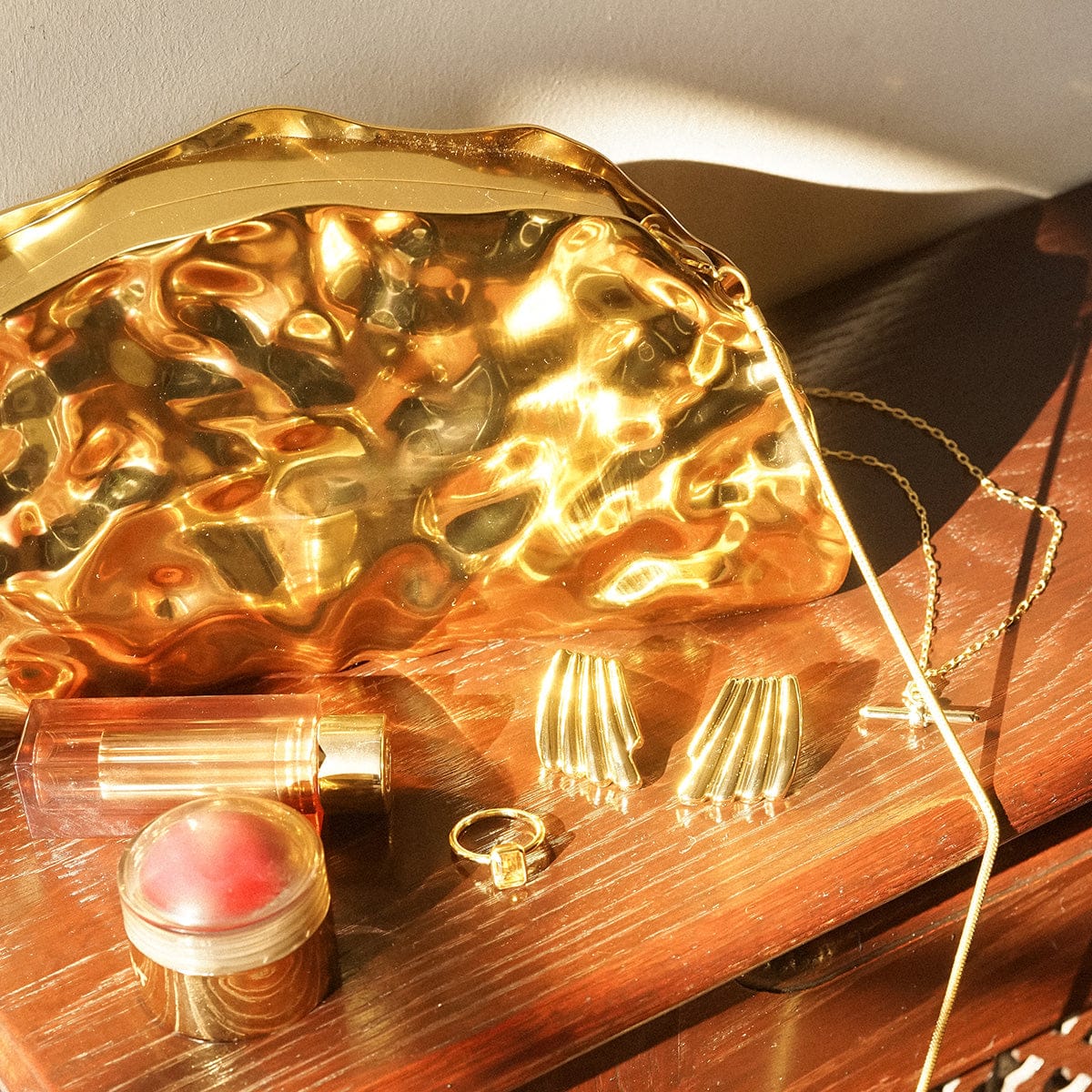 Polly Oversized Wave Stud Earrings 18ct Gold Plate