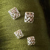 Polly Oversized Woven Square Stud Earrings Silver Plate