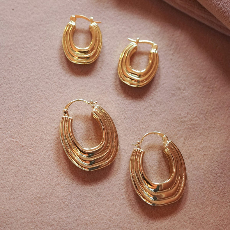 Polly Ridge Hoop Earring Stack 18ct Gold Plate