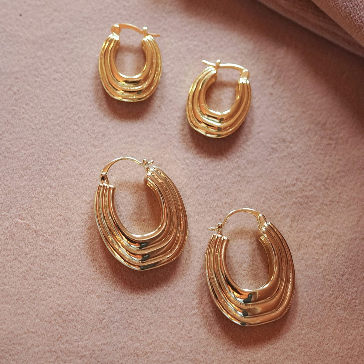 Polly Ridge Hoop Earring Stack 18ct Gold Plate