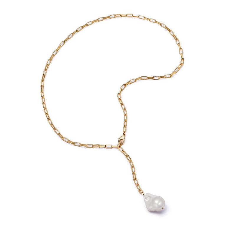 Polly Baroque Pearl Chain Necklace 18ct Gold Plate