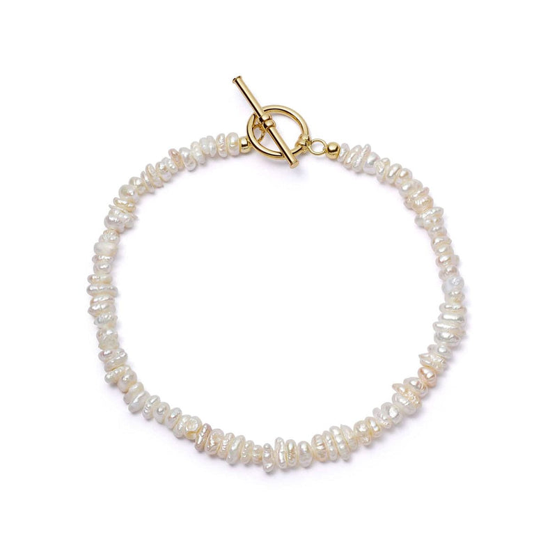 Polly Beach Pearl T Bar Bracelet 18ct Gold Plate
