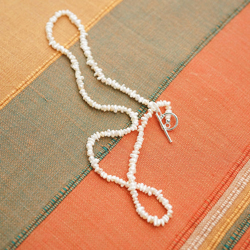 Polly Beach Pearl T Bar Necklace Sterling Silver
