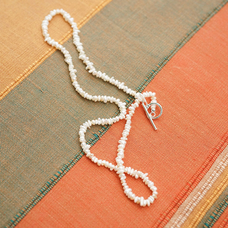 Polly Beach Pearl T Bar Necklace Sterling Silver
