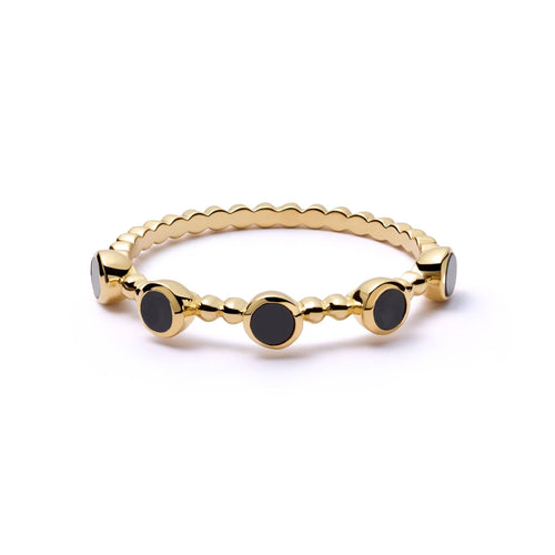 Polly Black Onyx Bobble Ring 18ct Gold Plate
