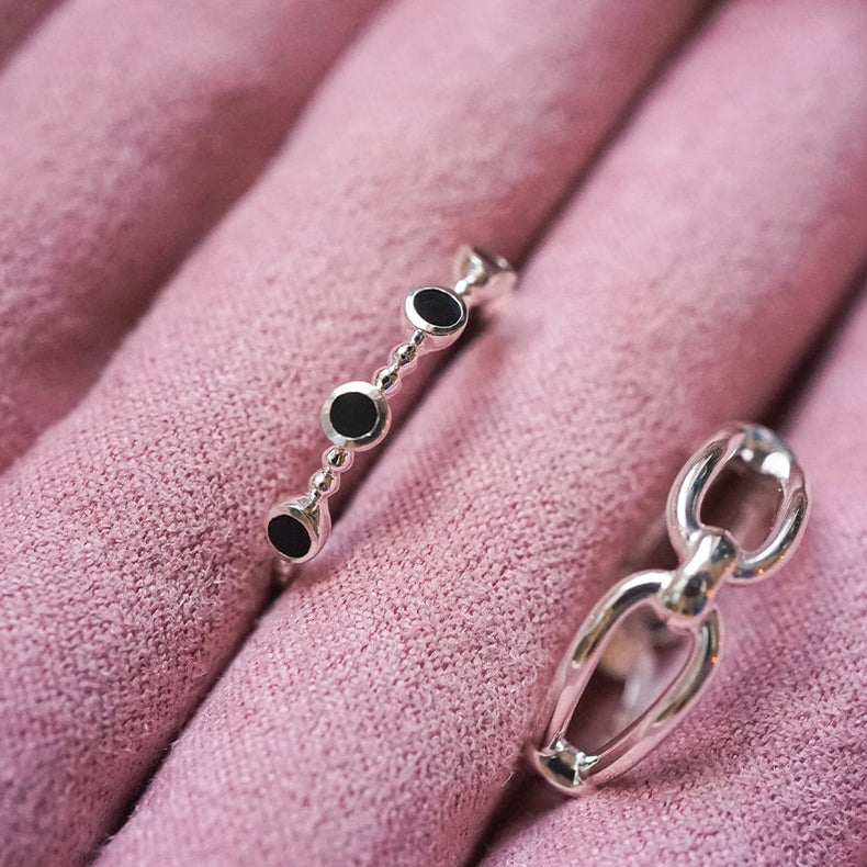 Polly Black Onyx Bobble Ring Sterling Silver