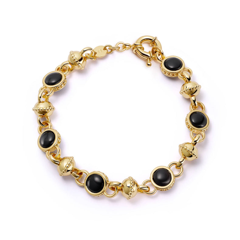 Polly Black Onyx Chain Bracelet 18ct Gold Plate