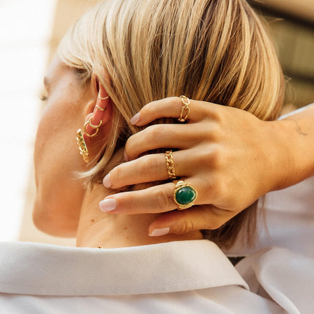 Polly Chunky Gemstone Ring 18ct Gold Plate recommended