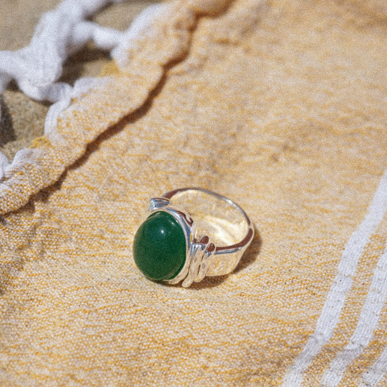 Polly Chunky Gemstone Ring Silver Plate